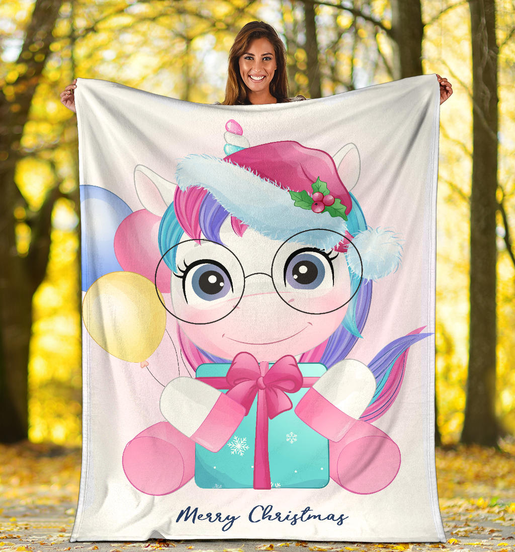 winter unicorn with baloons merry christmas blanket - Top Content | POD Collection | Free Shipping