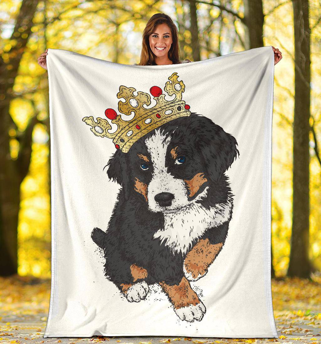 Premium Blanket Cute Bernese Zenenhund Dog Puppy Crown Cartoon - Top Content | POD Collection | Free Shipping