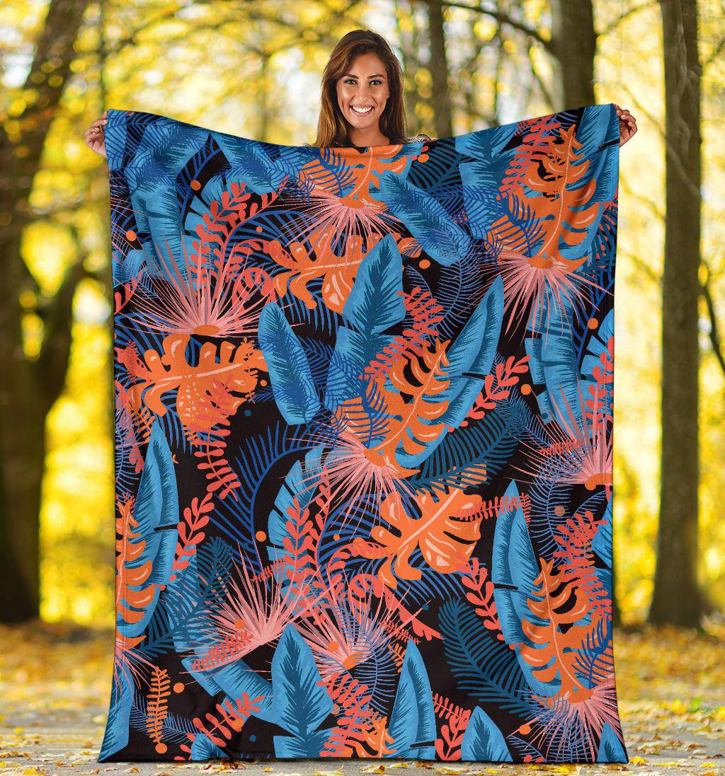 Jungle Dark Leaves Pattern Premium Blanket - Top Content | POD Collection | Free Shipping