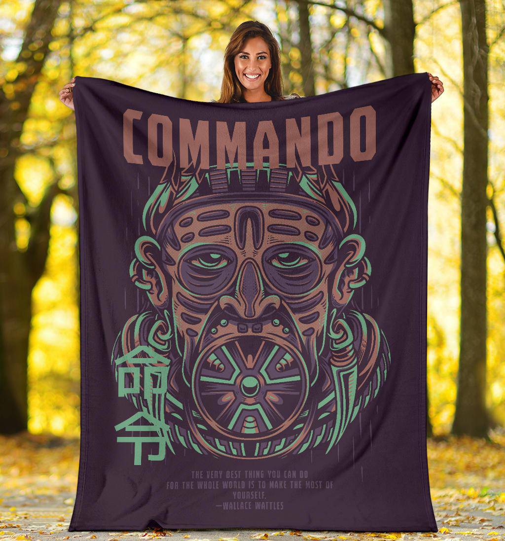 Commando Art Cartoon with Quoute Premium Blanket - Top Content | POD Collection | Free Shipping