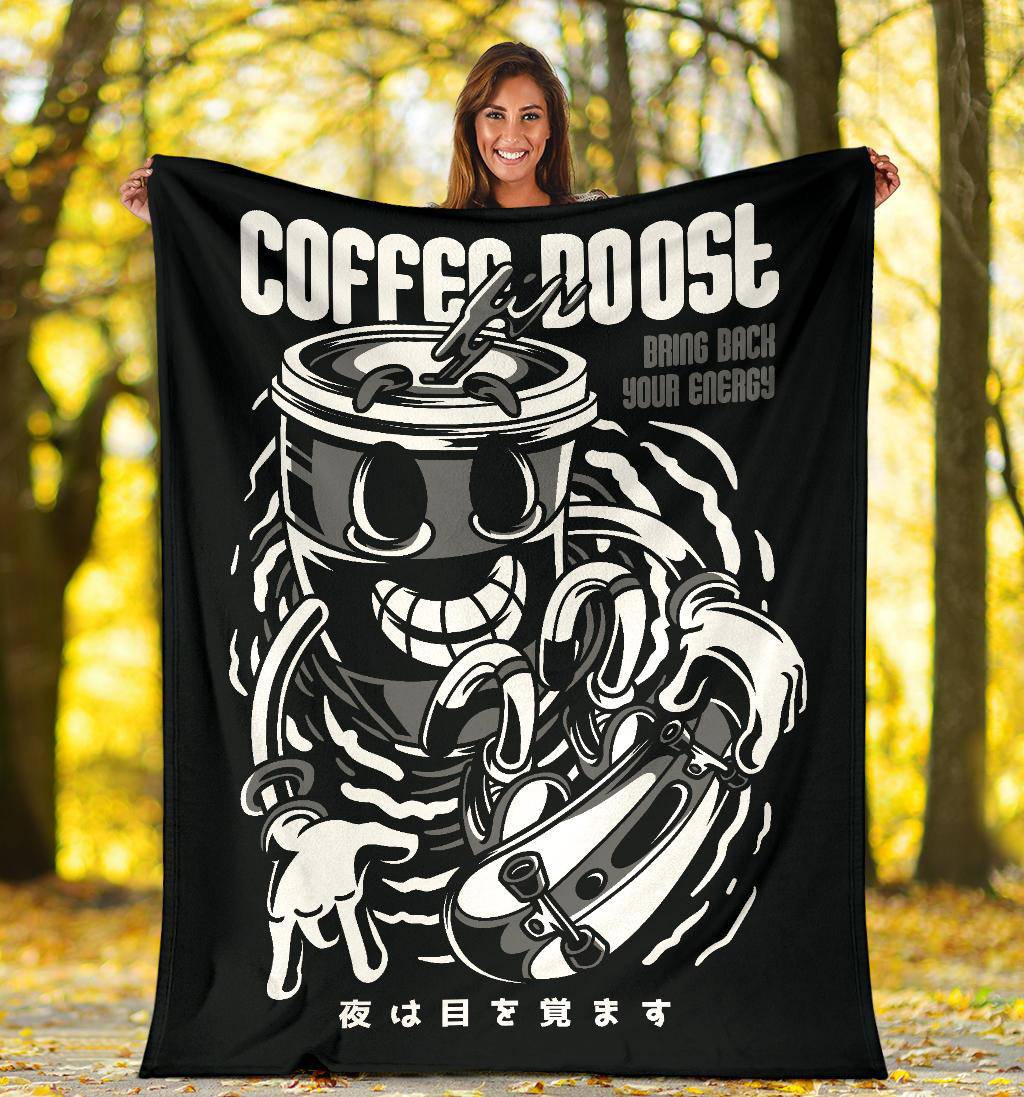 Cofee Energy Boost Cartoon Premium Blanket - Top Content | POD Collection | Free Shipping