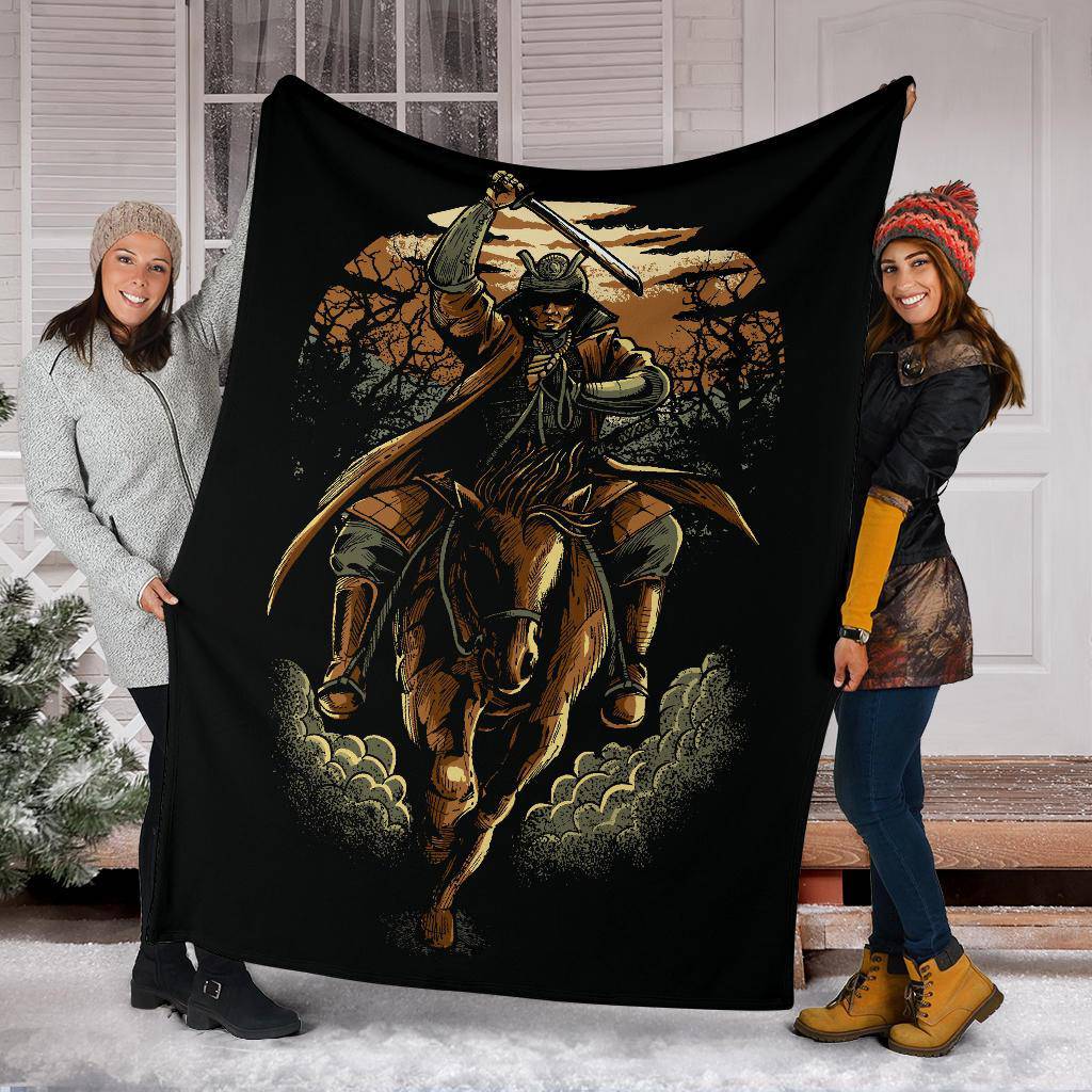 Samurai Japan Warrior Horse Riding Premium Blanket - Top Content | POD Collection | Free Shipping