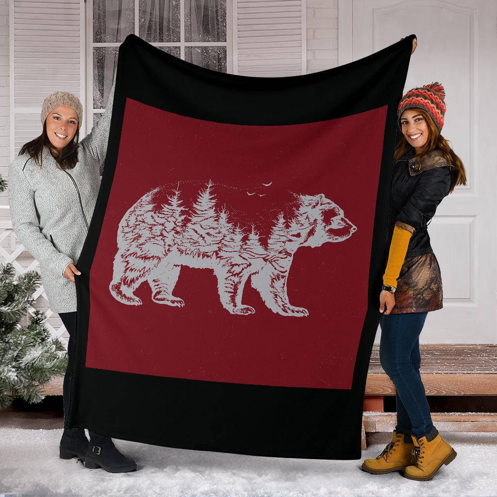 Hand Drawn Bear Nature Exposure Premium Blanket - Top Content | POD Collection | Free Shipping