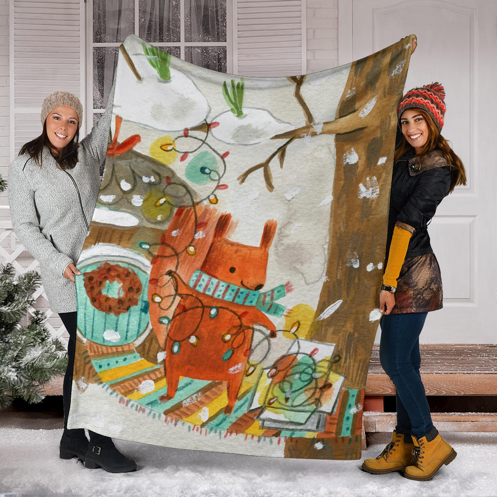 christmas sqourl ilustration blanket - Top Content | POD Collection | Free Shipping