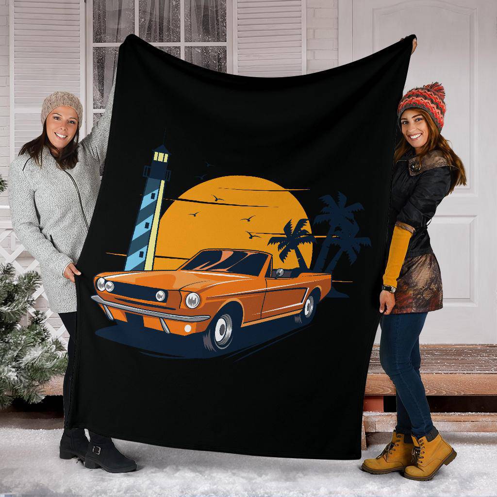 Convertible Car Lighthouse Sunset Premium Blanket - Top Content | POD Collection | Free Shipping