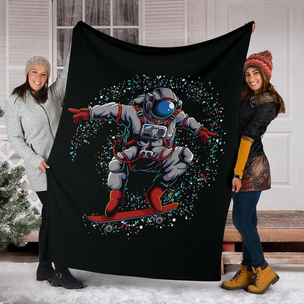 Premium Blanket Astronaut Skateboard Outer Space Galaxy - Top Content | POD Collection | Free Shipping