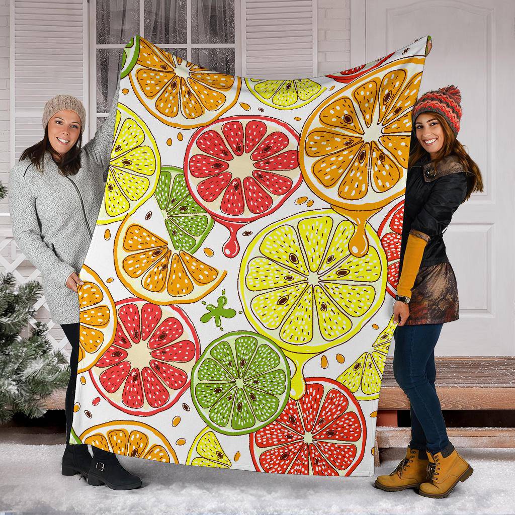 Plants Citrus Fruit Beautiful Art Premium Blanket - Top Content | POD Collection | Free Shipping