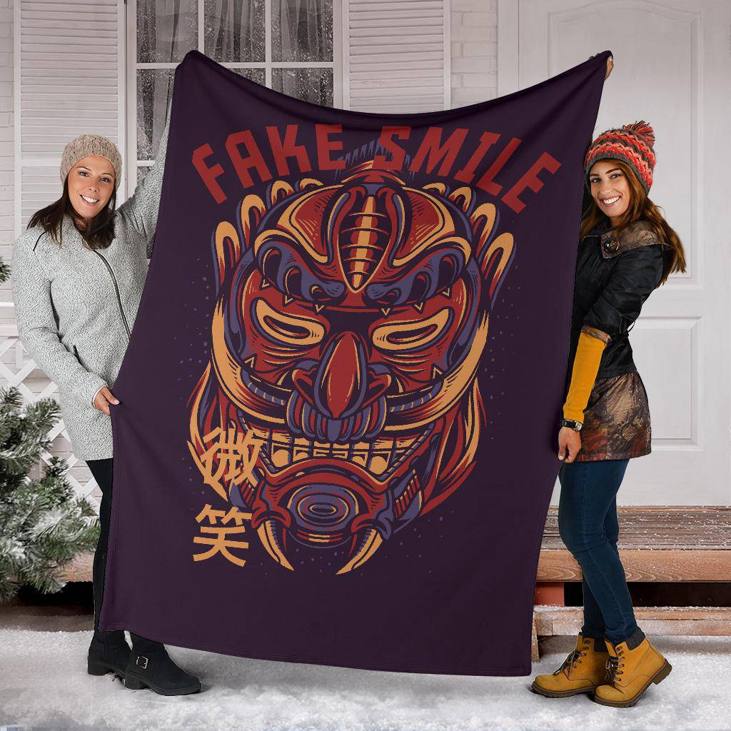 Fake Smile Figure Japanese Art Cartoon Premium Blanket - Top Content | POD Collection | Free Shipping