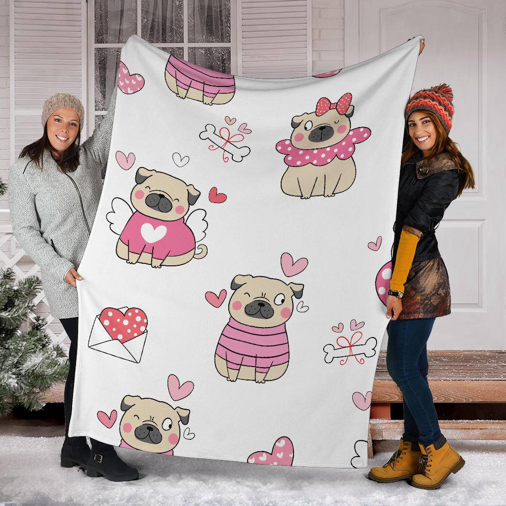 Cute Pink Pub Dog, Valentines Day Love Gift Premium Blanket - Top Content | POD Collection | Free Shipping