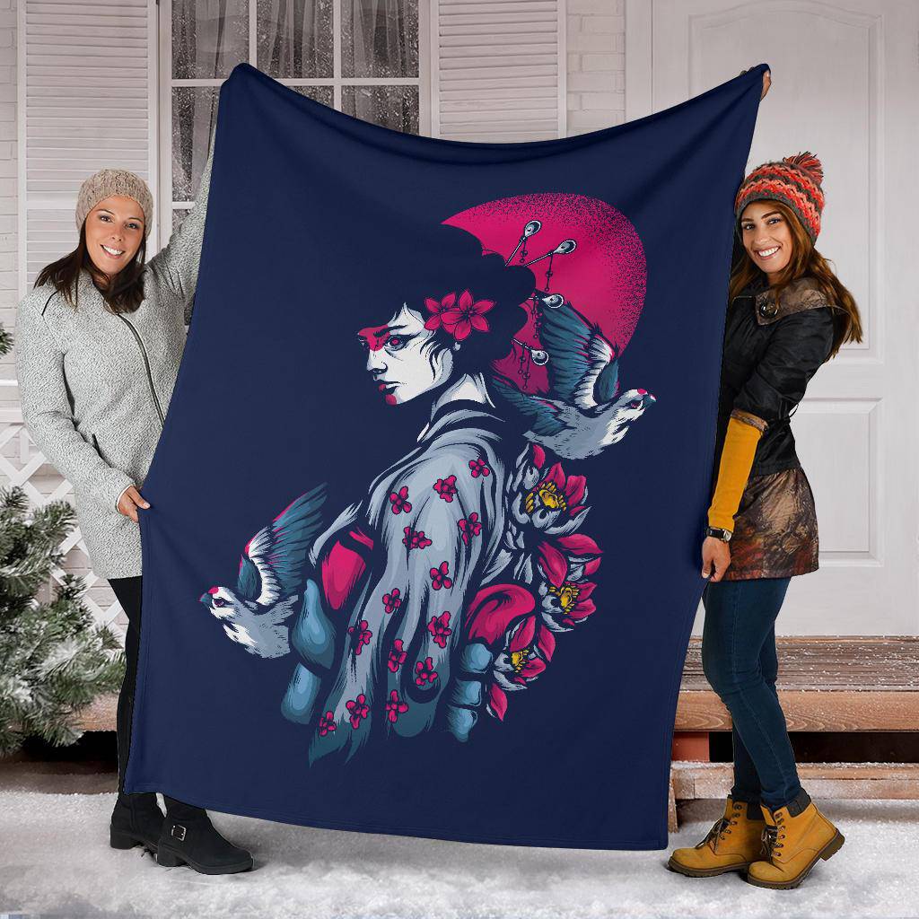 Beautiful Geisha Japanese Art Illustration Premium Blanket - Top Content | POD Collection | Free Shipping