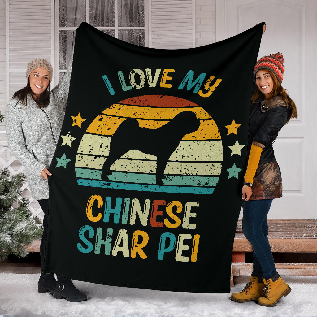 Chinese Shar Pei Blanket, Chinese Shar Pei Retro Blanket, Chinese Shar Pei Throw Blanket, Chinese Shar Pei Gifts