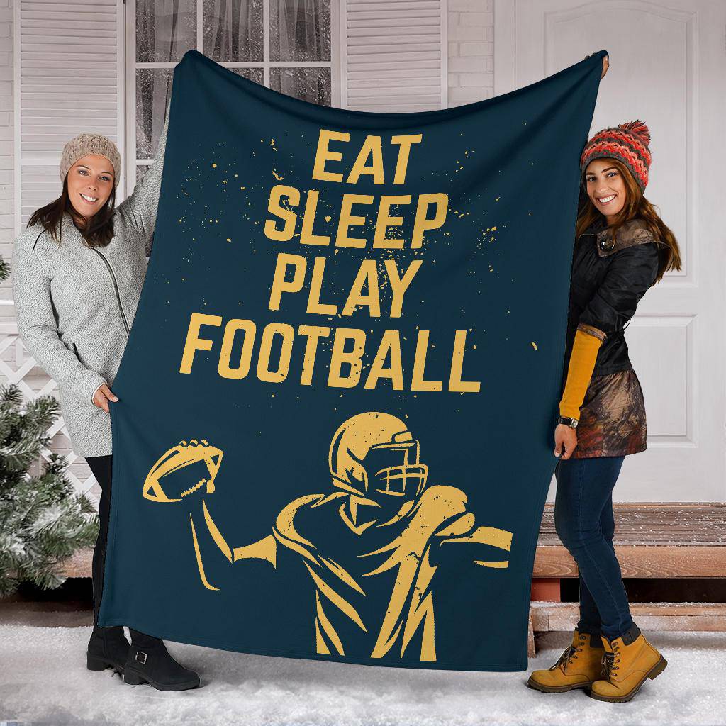 Eat Sleep Play American Football Quote Illustration Premium Blanket - Top Content | POD Collection | Free Shipping