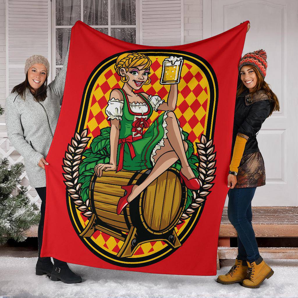 Oktoberfest Sexy Woman with Beer in Her Hand Premium Blanket - Top Content | POD Collection | Free Shipping