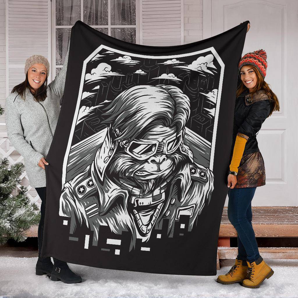 Space Monkey Black and White Art Premium Blanket - Top Content | POD Collection | Free Shipping