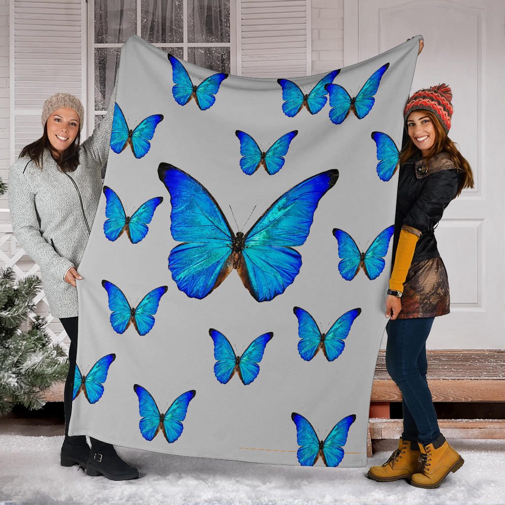 luxury grey blue butterflies blanket - Top Content | POD Collection | Free Shipping