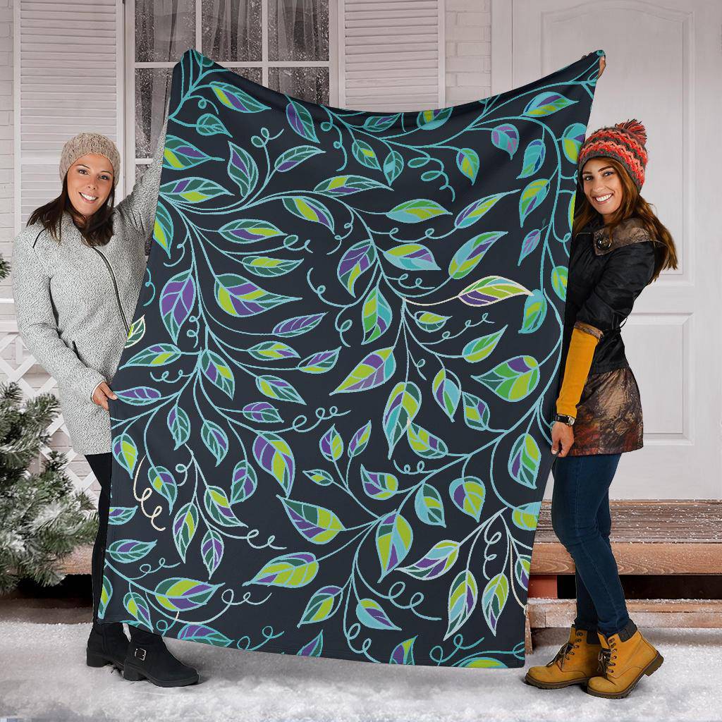 Nature Blue Green Leaves Plant Premium Blanket - Top Content | POD Collection | Free Shipping