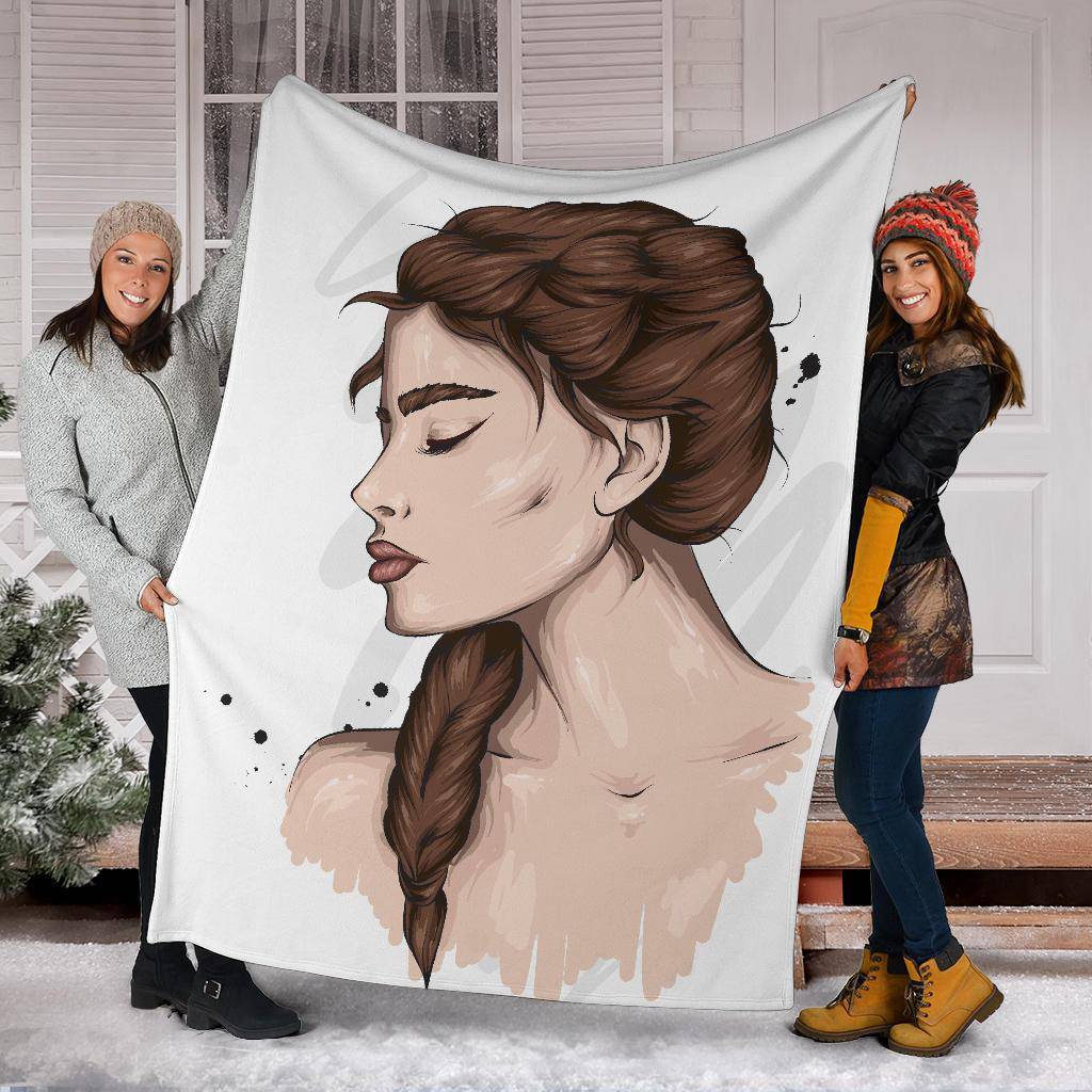 Beautiful Braid Girl Cartoon Premium Blanket - Top Content | POD Collection | Free Shipping