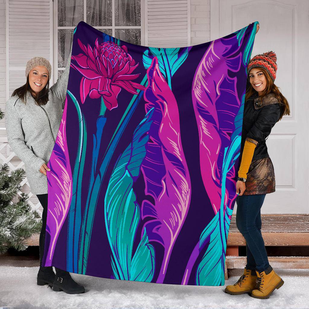 Purple Banana leaves Etligeria Flower Premium Blanket - Top Content | POD Collection | Free Shipping