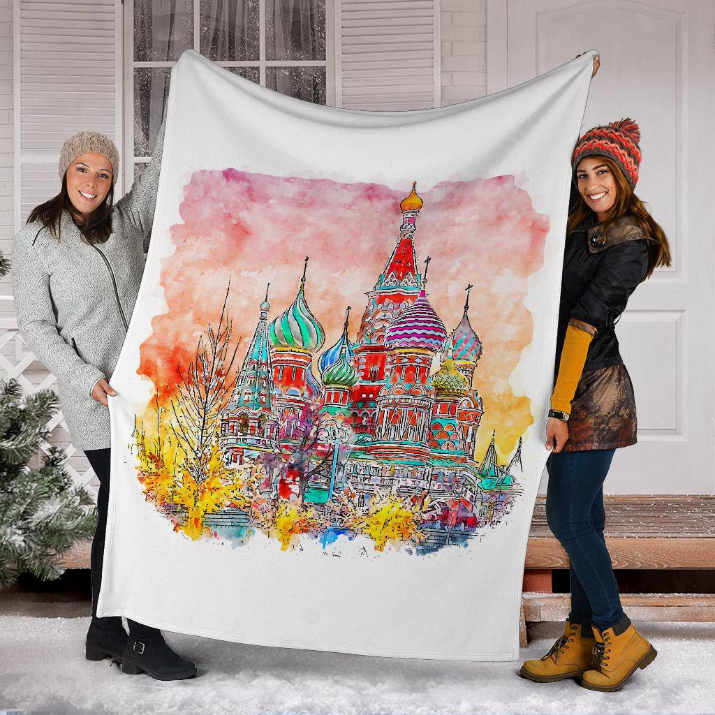 Hand Drawn Moscow Russia Watercolour Sketch Illustration Premium Blanket - Top Content | POD Collection | Free Shipping