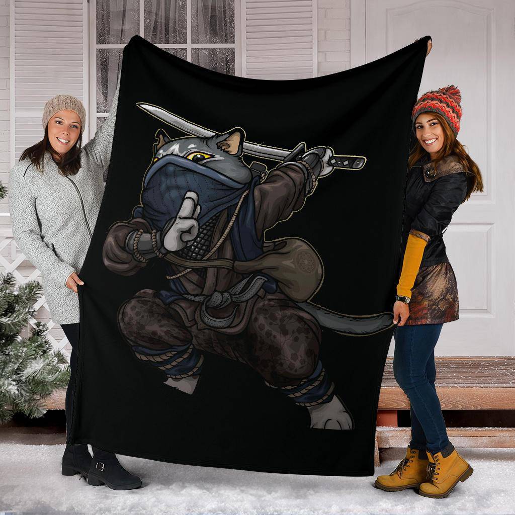 Ninja Cat Spy Sword Premium Blanket - Top Content | POD Collection | Free Shipping