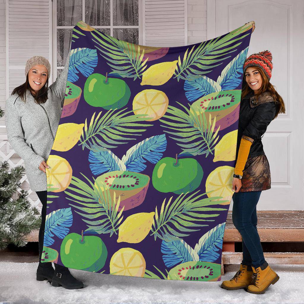 Lemon Kiwi Apple Fruits Pattern Premium Blanket - Top Content | POD Collection | Free Shipping