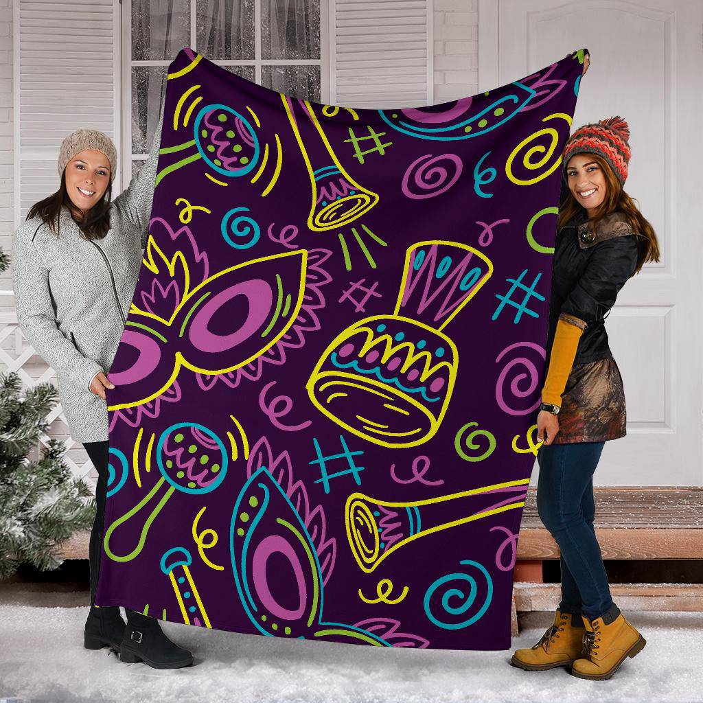 Hand Drawn Brazilian Carnival Pattern Premium Blanket - Top Content | POD Collection | Free Shipping