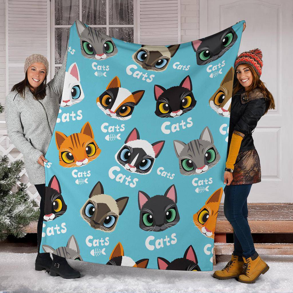 Cute Love Cats Cartoon Pattern Background Premium Blanket - Top Content | POD Collection | Free Shipping