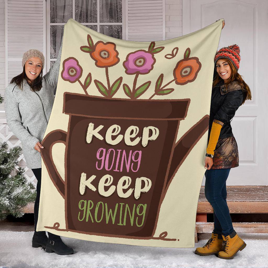 Keep Growing Love Plants Flowers Premium Blanket - Top Content | POD Collection | Free Shipping