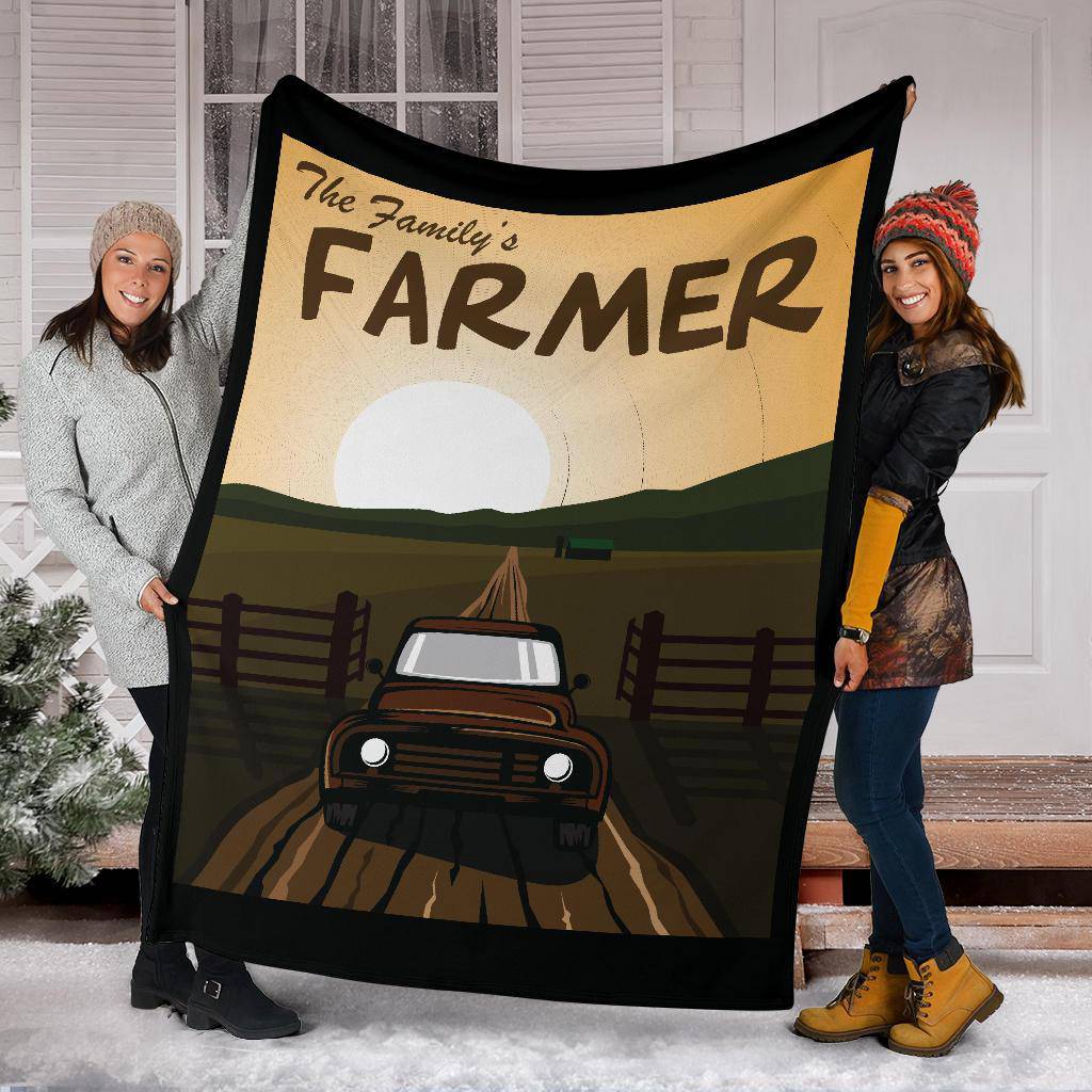 The Family's Farmer Cartoon Premium Blanket - Top Content | POD Collection | Free Shipping