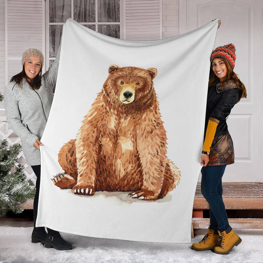 Watercolour Bear Painting Illustration, Cartoon Premium Blanket - Top Content | POD Collection | Free Shipping