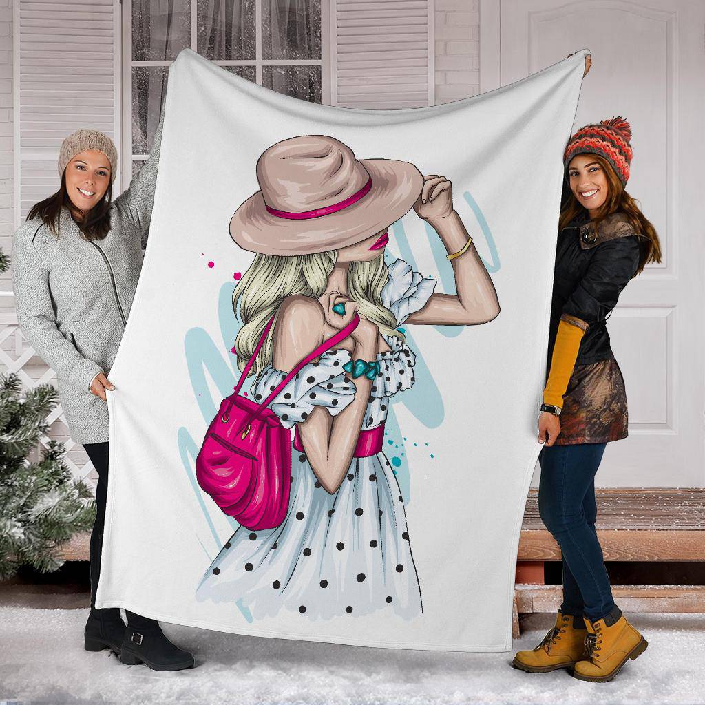 Stylish Summer Girl Cartoon Premium Blanket - Top Content | POD Collection | Free Shipping