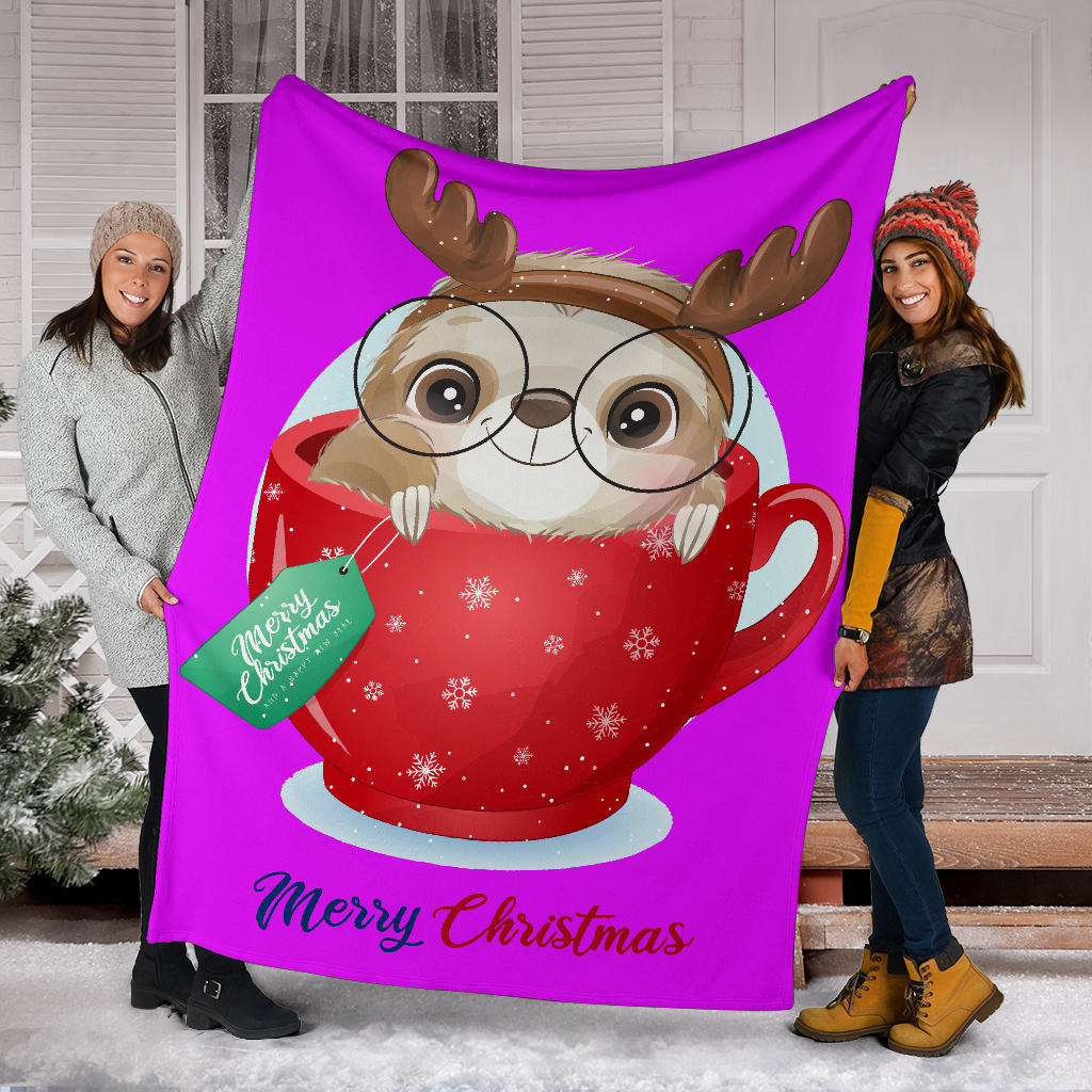 cute doodle sloth christmas day with watercolor pink blanket - Top Content | POD Collection | Free Shipping