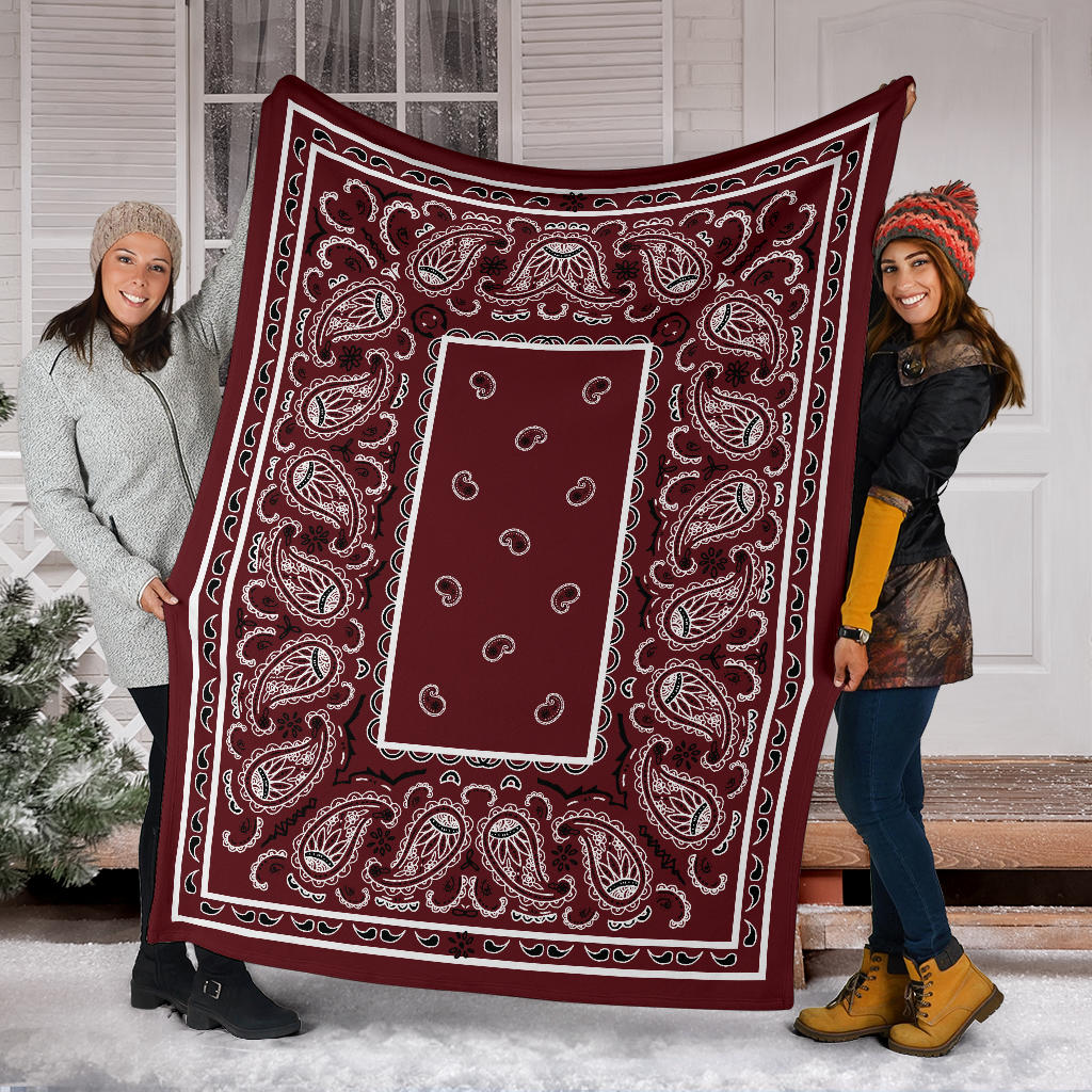 Ultra Plush Burgundy Bandana Blanket