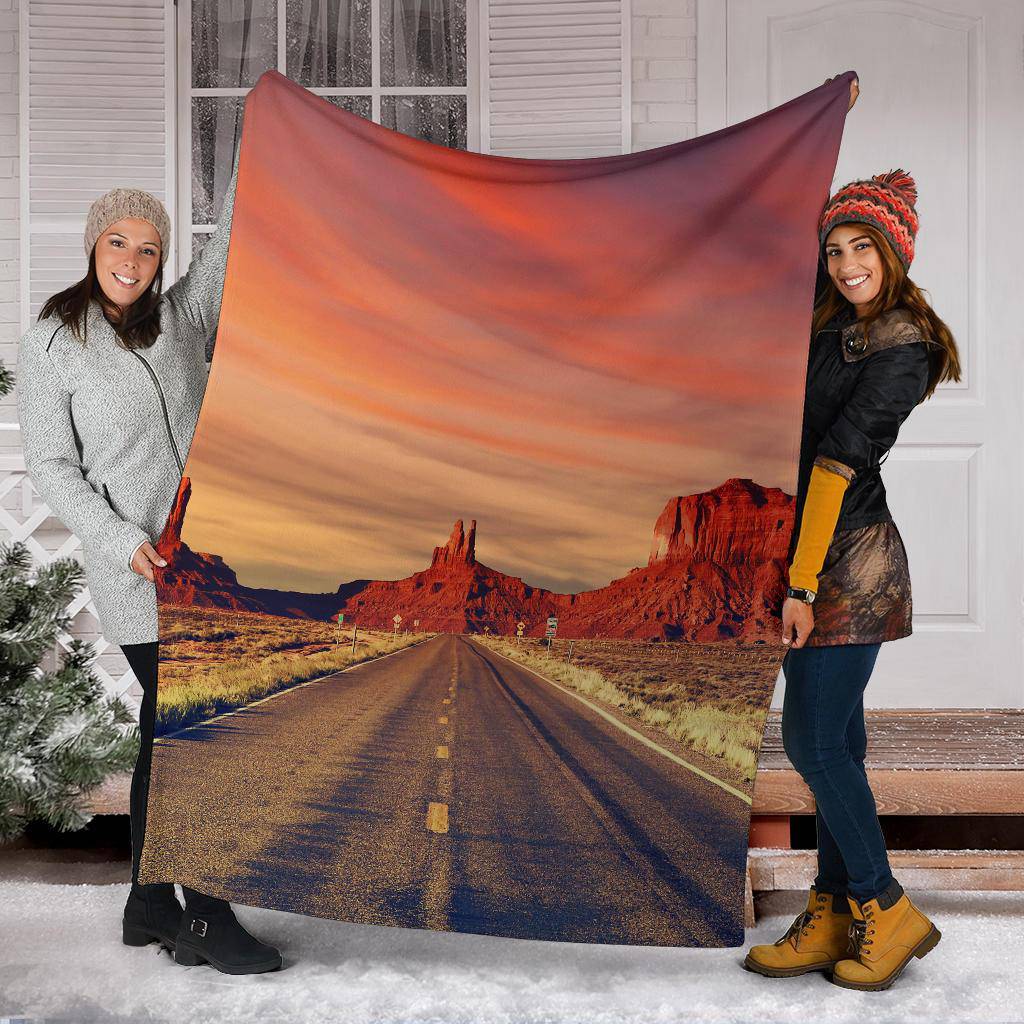 Road Monument Valley Sunset USA Photography Premium Blanket - Top Content | POD Collection | Free Shipping