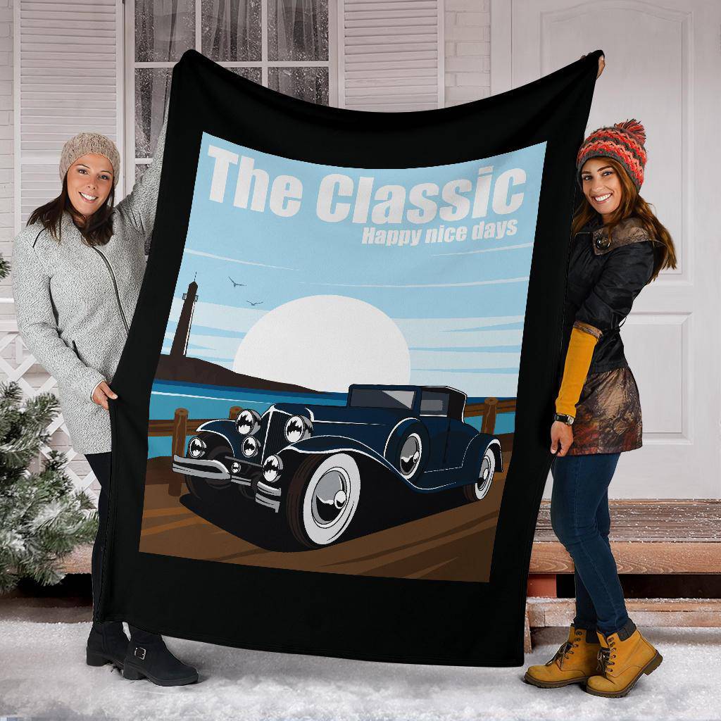 OldSkool Classic Car Cartoon Premium Blanket - Top Content | POD Collection | Free Shipping