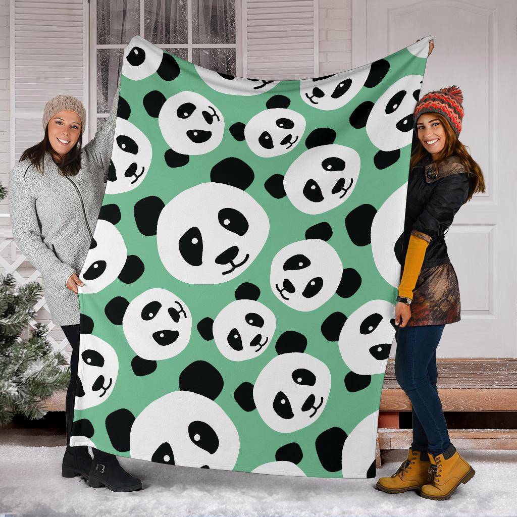 Cute Panda Head Green Premium Blanket - Top Content | POD Collection | Free Shipping