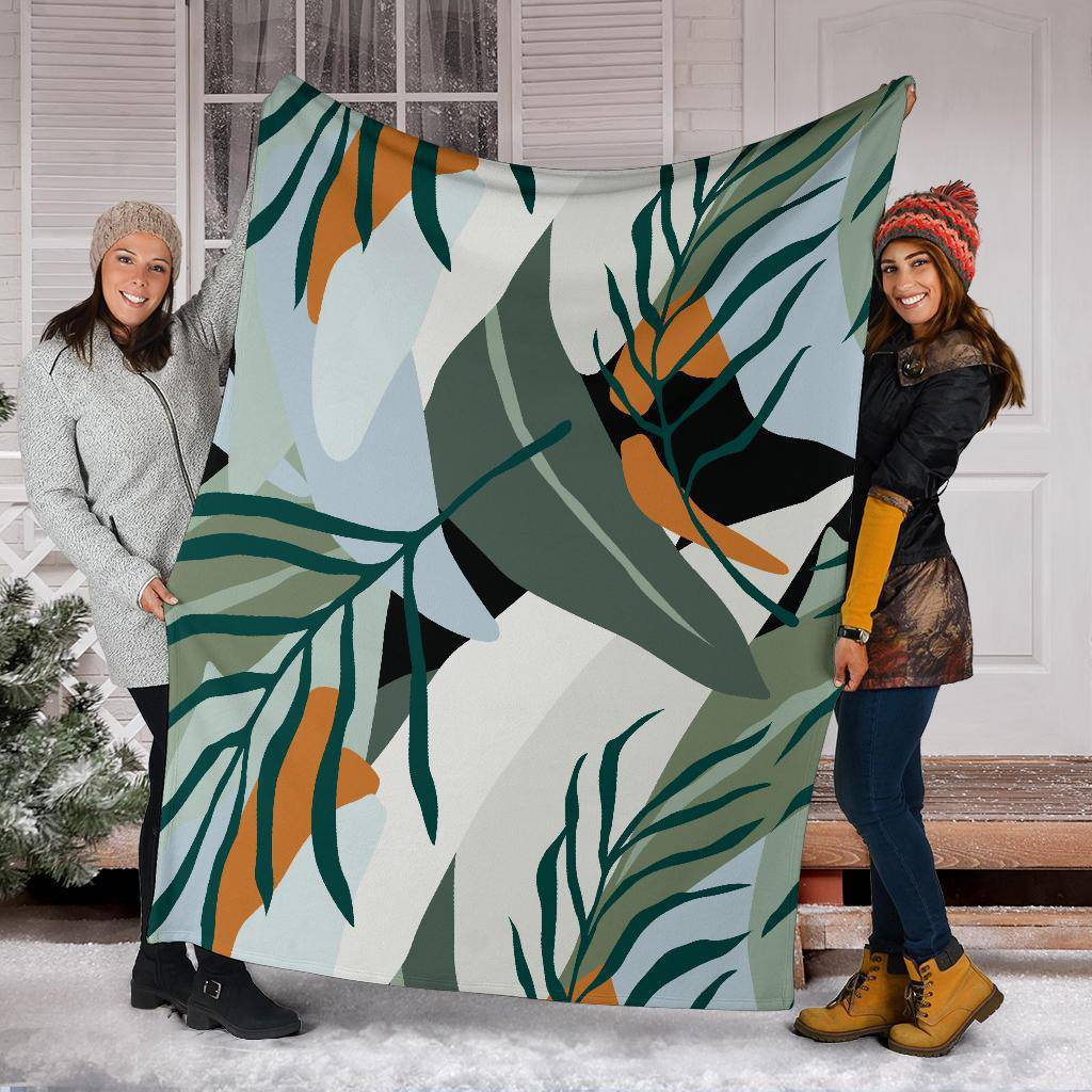 Jungle Leaves Nature Green Art Premium Blanket - Top Content | POD Collection | Free Shipping