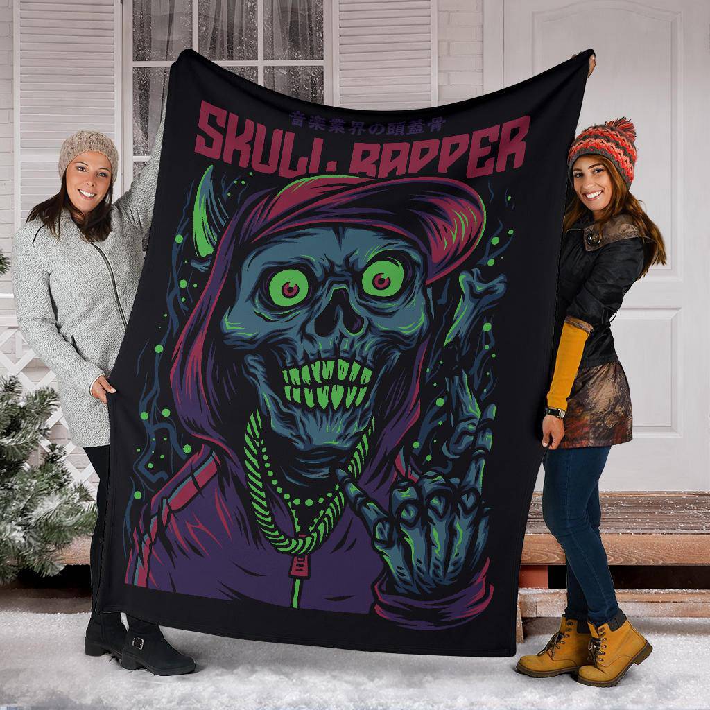 Skull Rapper Music Art Cartoon Premium Blanket - Top Content | POD Collection | Free Shipping