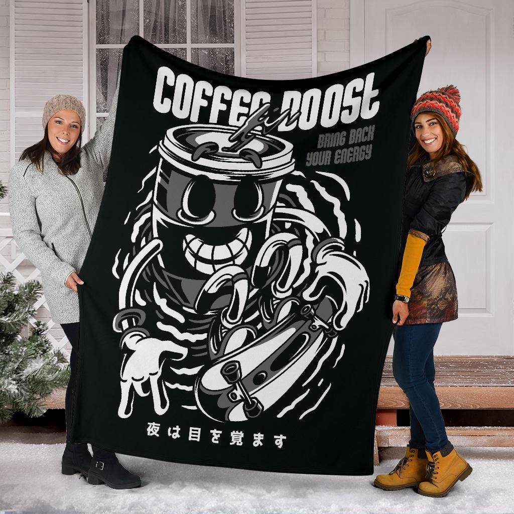 Cofee Energy Boost Cartoon Premium Blanket - Top Content | POD Collection | Free Shipping