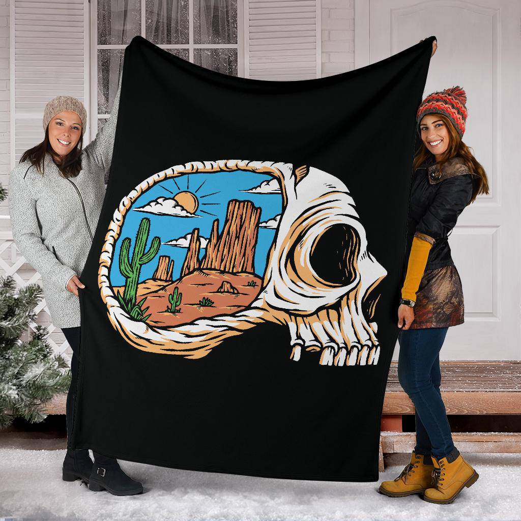 Skull Head Desert Views In My Mind Cartoon Premium Blanket - Top Content | POD Collection | Free Shipping