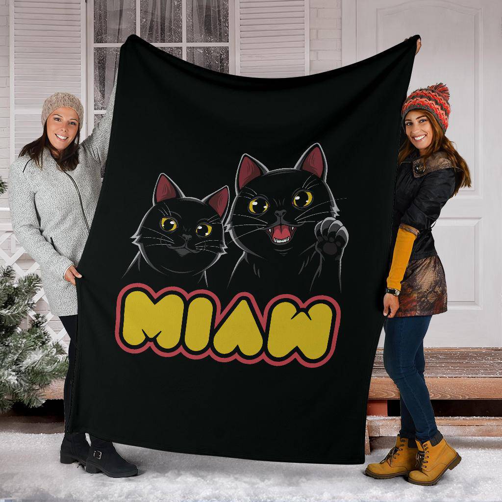 Miaw Cute Black Cats Premium Blanket - Top Content | POD Collection | Free Shipping