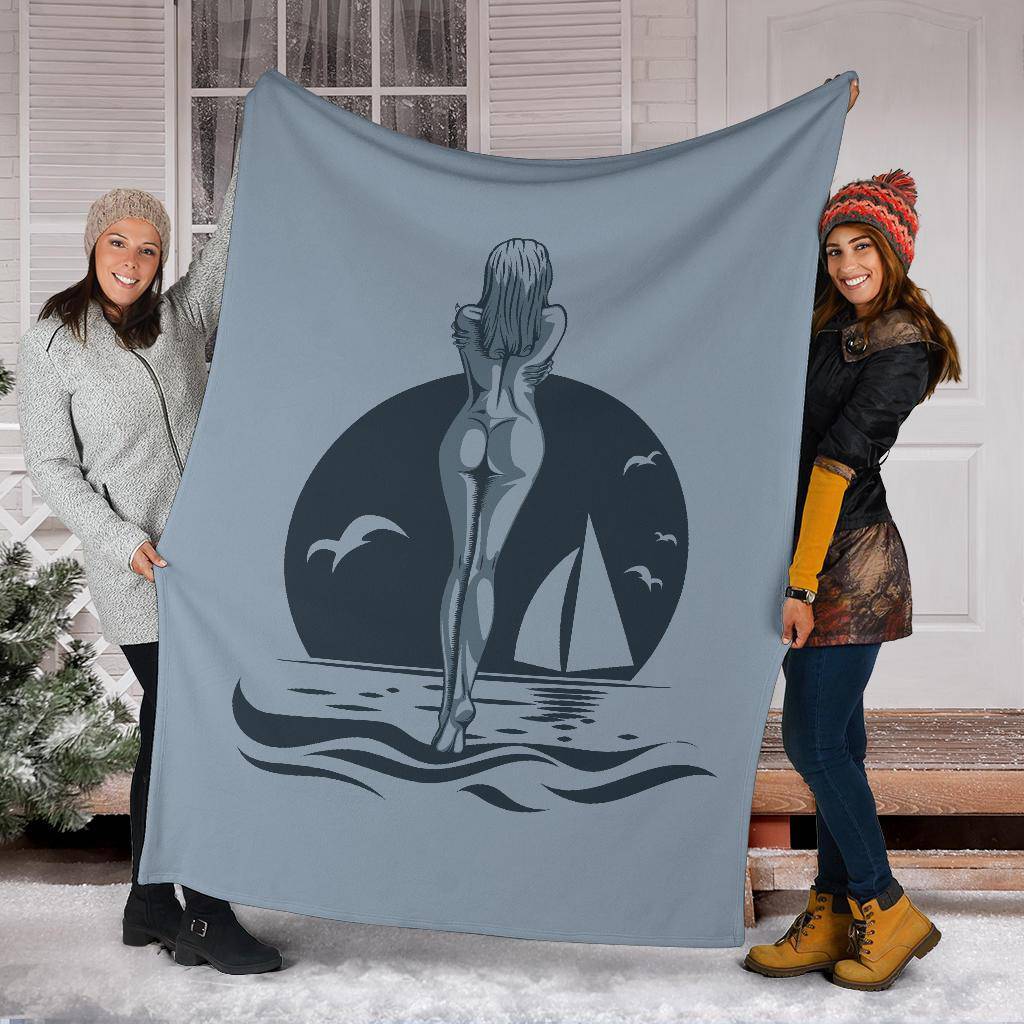 Nude Girl At Sea Sunset Art Premium Blanket - Top Content | POD Collection | Free Shipping