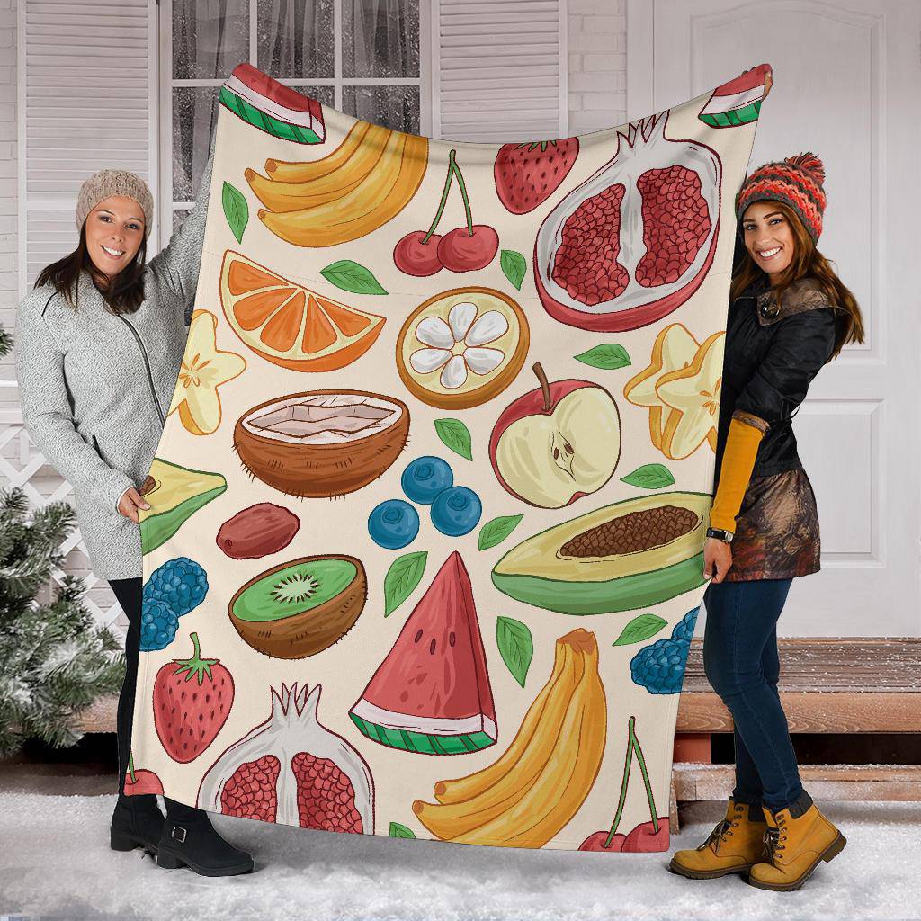 Hand Drawn Fruit Pattern Premium Blanket - Top Content | POD Collection | Free Shipping