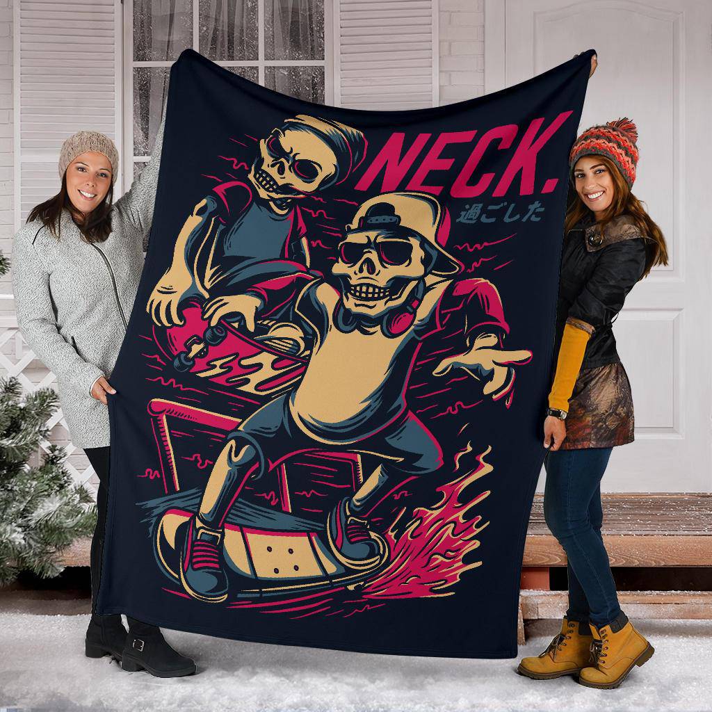 Premium Blanket Neck Skull Skater Cartoon - Top Content | POD Collection | Free Shipping