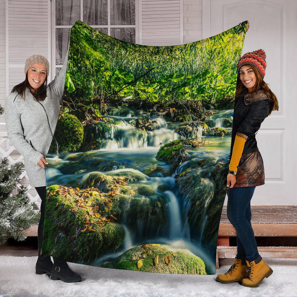 Croatia National Park Piltvice Waterfalls Nature Green Travel Premium Blanket - Top Content | POD Collection | Free Shipping