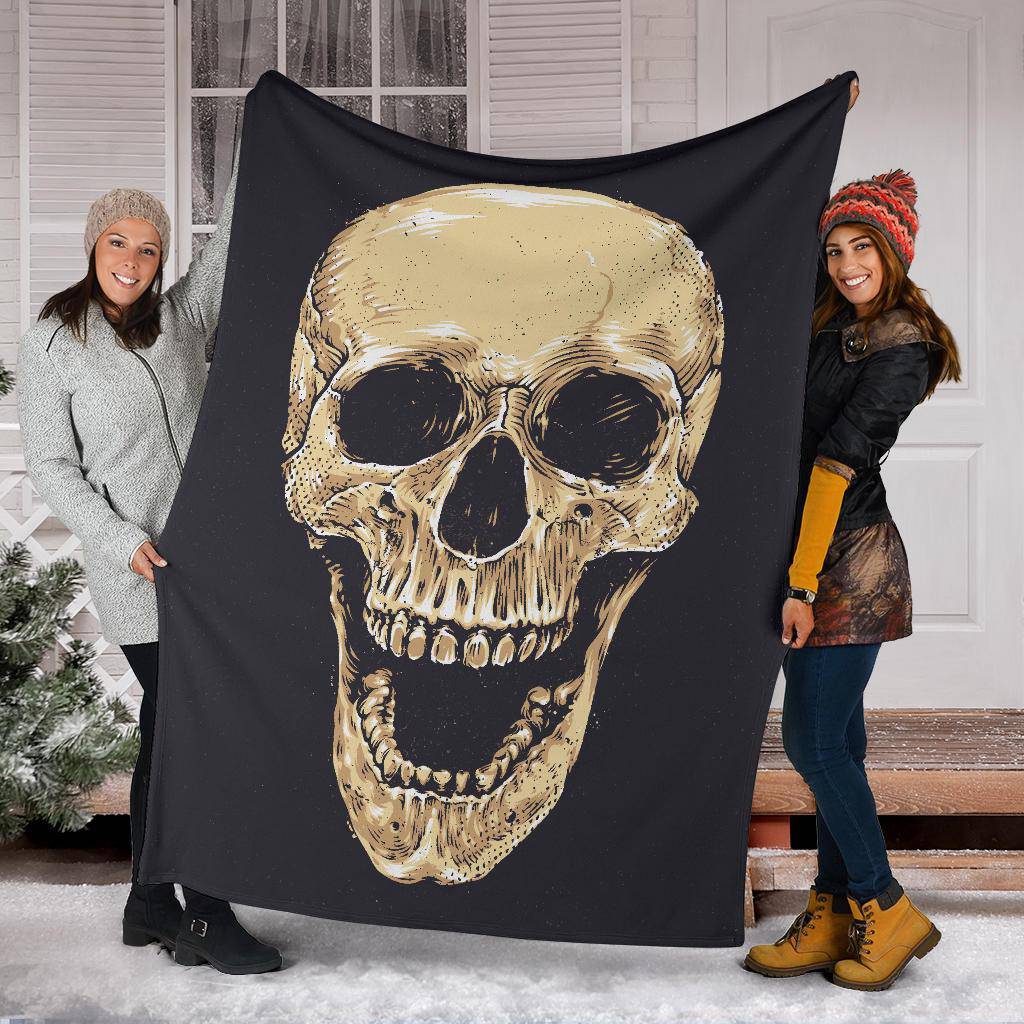 Realistic Skull Hand Drawn Art Cartoon Premium Blanket - Top Content | POD Collection | Free Shipping