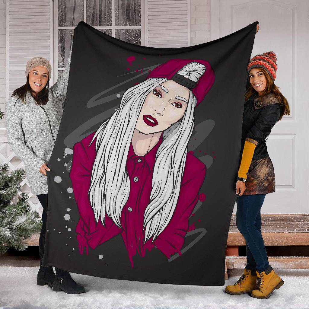 Premium Blanket Stylish Girl Hip Hop Cartoon - Top Content | POD Collection | Free Shipping