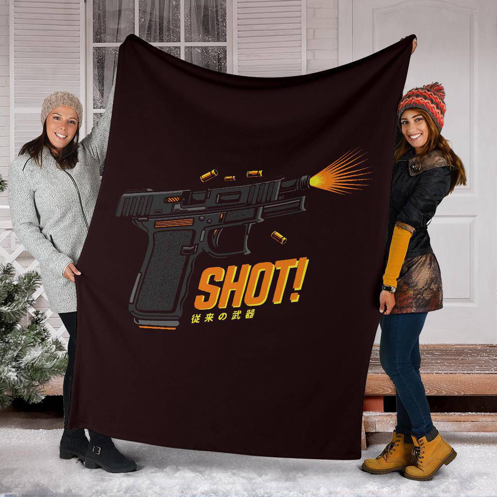 Premium Blanket Gun Pistol Cartoon Shots Fired Background - Top Content | POD Collection | Free Shipping