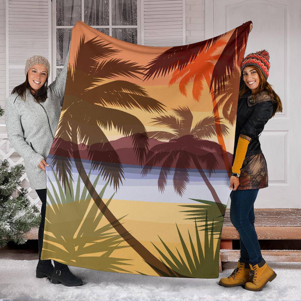 Beach Summer Sunset Palms Silhouette Premium Blanket - Top Content | POD Collection | Free Shipping