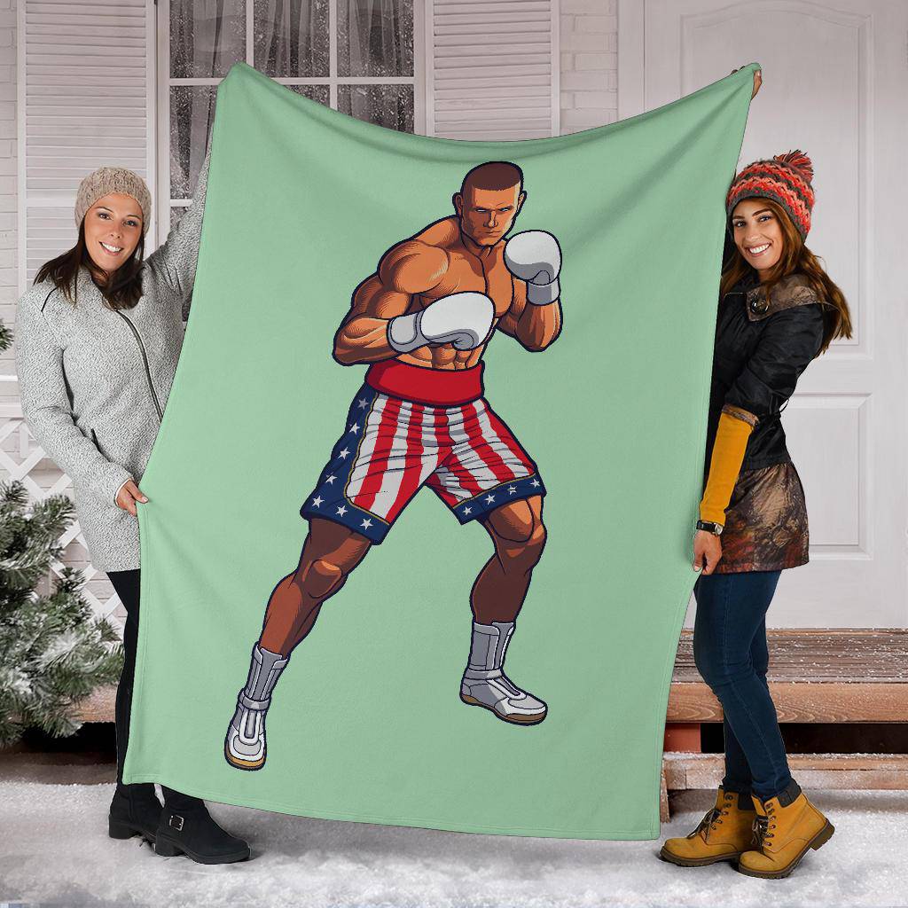 Boxing Fighter USA Flag Cartoon Premium Blanket - Top Content | POD Collection | Free Shipping